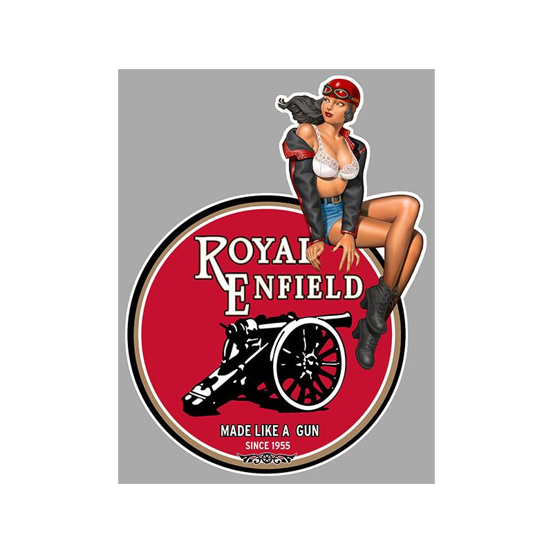 Royal Enfield Pin Up Right Laminated Vinyl Decal Cafe Racer 7175