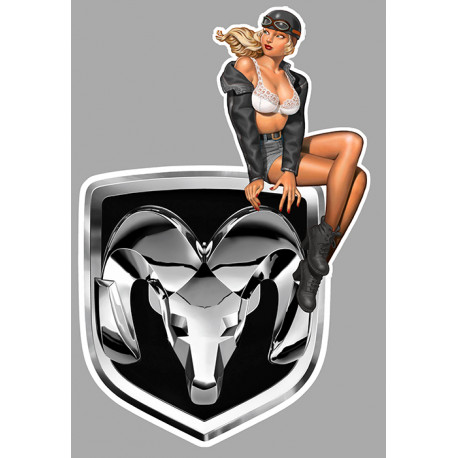 DODGE RAM Vintage Pin Up Sticker droite vinyle laminé