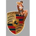 PORSCHE Vintage Pin Up Sticker droite vinyle laminé