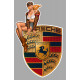 PORSCHE  Left Vintage Pin Up  laminated  decal