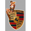 PORSCHE  Left Vintage Pin Up  laminated  decal