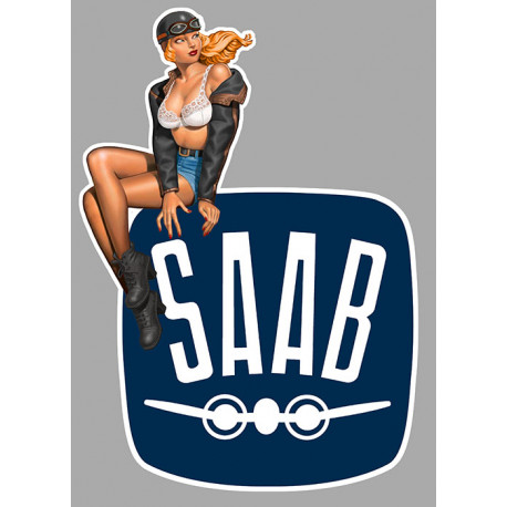 SAAB Pin Up Vintage Sticker gauche vinyle laminé