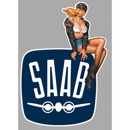 SAAB  Right Vintage Pin Up  laminated  decal