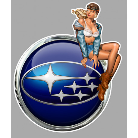 SUBARU Pin Up Vintage droite Sticker vinyle laminé