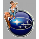 SUBARU Left Vintage Pin Up Laminated decal