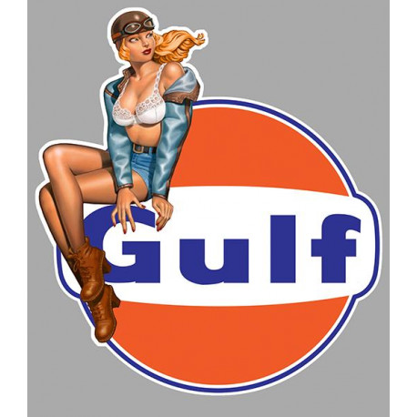 GULF Pin Up  Sticker gauche vinyle laminé