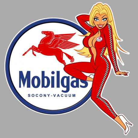 MOBILGAS Pin Up  gauche  Sticker vinyle laminé