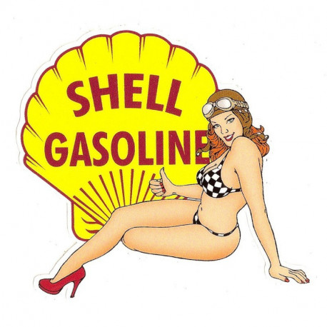 SHELL Gazoline left Pin Up  Laminated decal