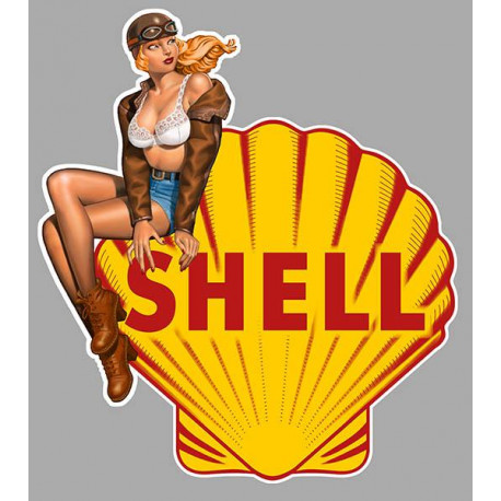 SHELL  left Pin Up  Laminated decal