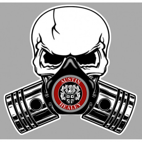 AUSTIN HEALEY Pistons Skull  laminated decal