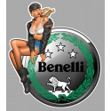 BENELLI Pin Up Vintage gauche Sticker  vinyle laminé