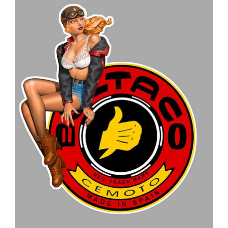 BULTACO left Vintage Pin Up  laminated decal