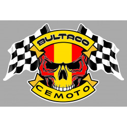 BULTACO Skull Head  Flags laminated decal