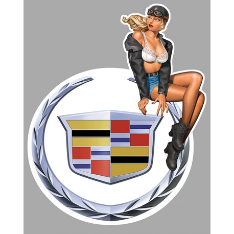 CADILLAC Vintage Pin Up droite Sticker  vinyle laminé