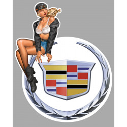 CADILLAC Vintage Pin Up gauche Sticker  vinyle laminé