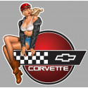 CHEVROLET Corvette left Vintage Pin Up  laminated decal