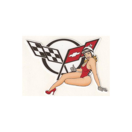 CHEVROLET Corvette left  Pin Up  laminated decal