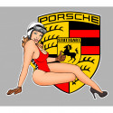 PORSCHE  Pin Up droite sticker vinyle laminé