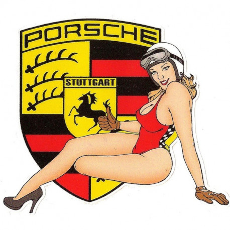 PORSCHE  Pin Up gauche sticker vinyle laminé