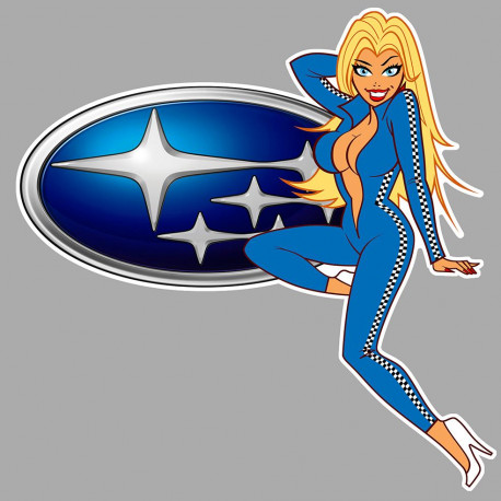 SUBARU  Pin Up gauche sticker vinyle laminé