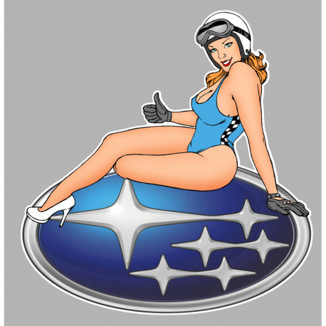 SUBARU  left Pin Up laminated decal