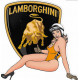 LAMBORGHINI  left Vintage Pin Up laminated decal