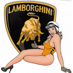 LAMBORGHINI  left Vintage Pin Up laminated decal