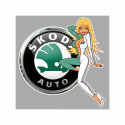 SKODA  Pin Up gauche sticker vinyle laminé