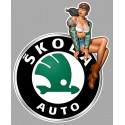 SKODA  Pin Up Vintage droite sticker vinyle laminé