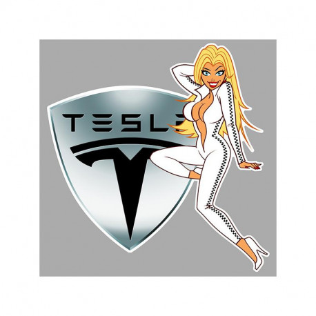 TESLA  Pin Up gauche sticker vinyle laminé