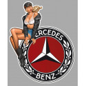 MERCEDES BENZ  left Vintage Pin Up laminated decal