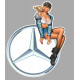 MERCEDES BENZ  right Vintage Pin Up laminated decal