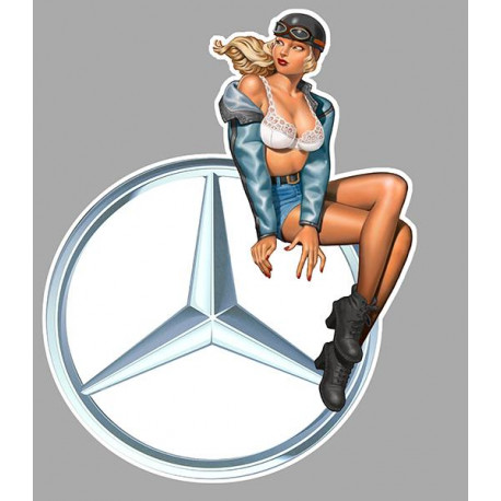 MERCEDES BENZ  right Vintage Pin Up laminated decal