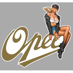 OPEL Vintage Pin Up droite sticker vinyle laminé