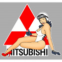 MITSUBISHI  Pin Up gauche sticker vinyle laminé