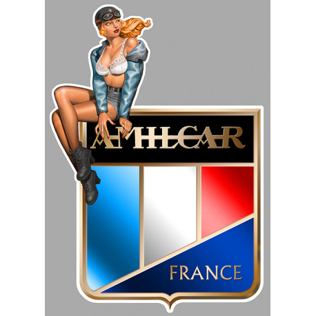 AMILCAR  Pin Up Vintage gauche sticker vinyle laminé