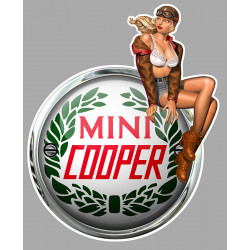 MINI COOPER  right Vintage Pin Up laminated decal