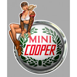 MINI COOPER  left Vintage Pin Up laminated decal