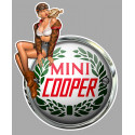 MINI COOPER  left Vintage Pin Up laminated decal