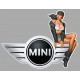 AUSTIN MINI  Pin Up Vintage droite sticker vinyle laminé