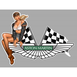 ASTON MARTIN  Pin Up Vintage gauche sticker vinyle laminé