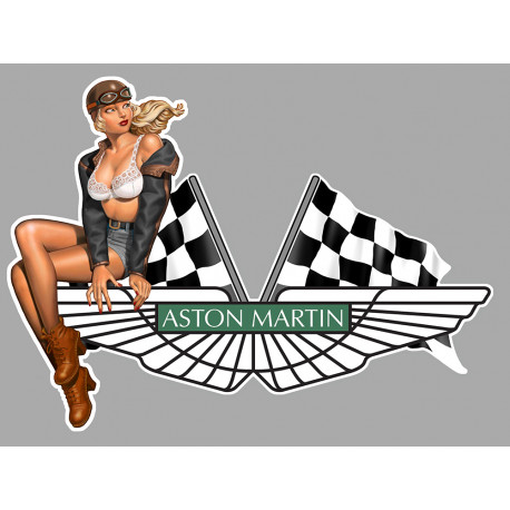 ASTON MARTIN  Pin Up Vintage gauche sticker vinyle laminé