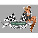 ASTON MARTIN  Pin Up Vintage droite sticker vinyle laminé