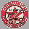 TEXACO Pin up  Sticker vinyle laminé ( dessiné vieilli )